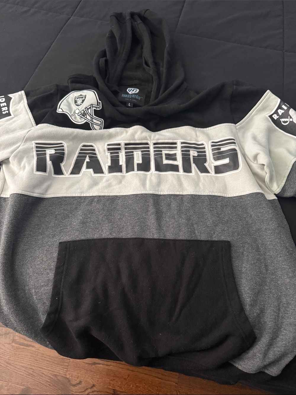 Raiders Black & Gray Kids Pullover Hoodie